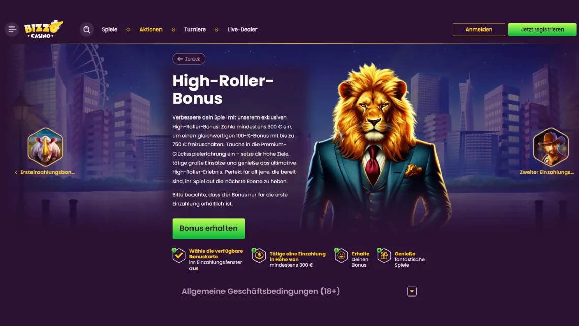 Bizzo Casino High Roller Bonus