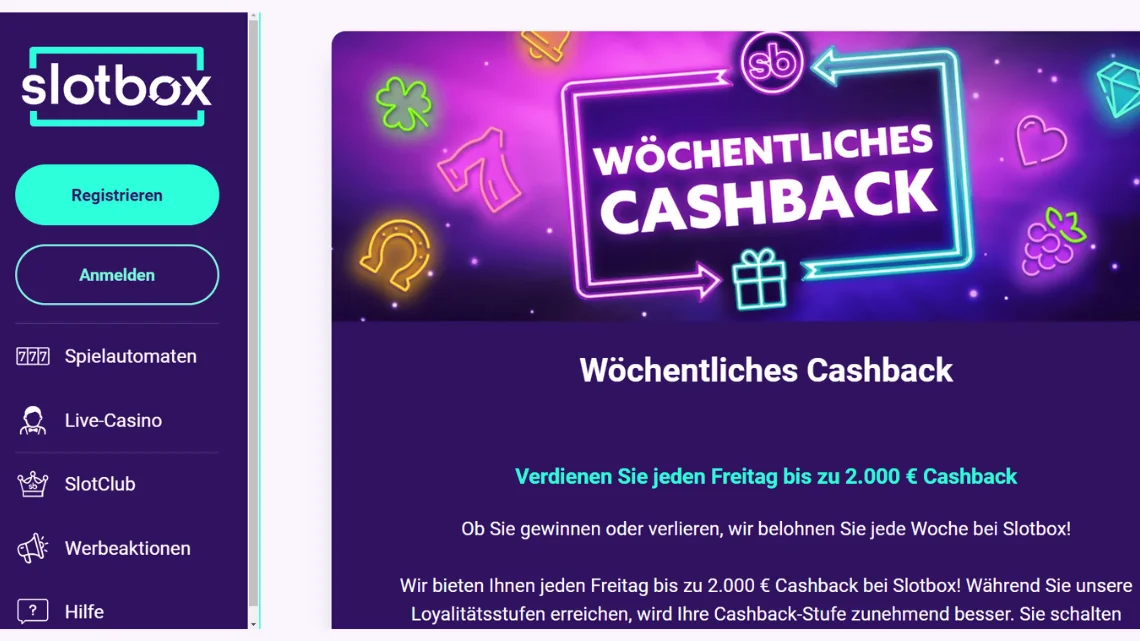 Slotbox Wöchentliches Cashback