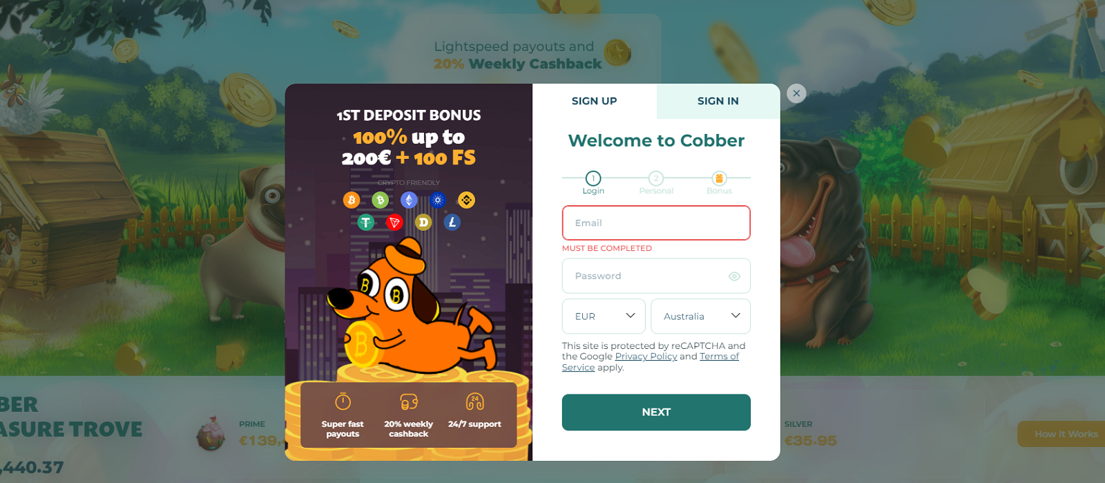 Cobber Casino Login