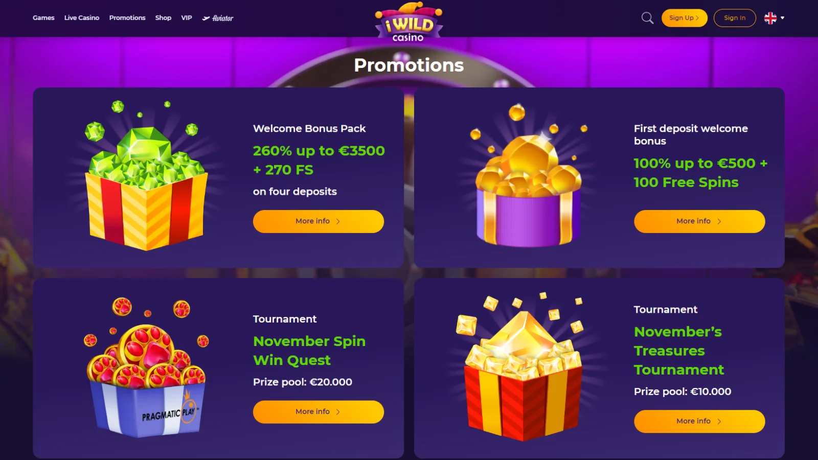 iWild Casino Bonuses