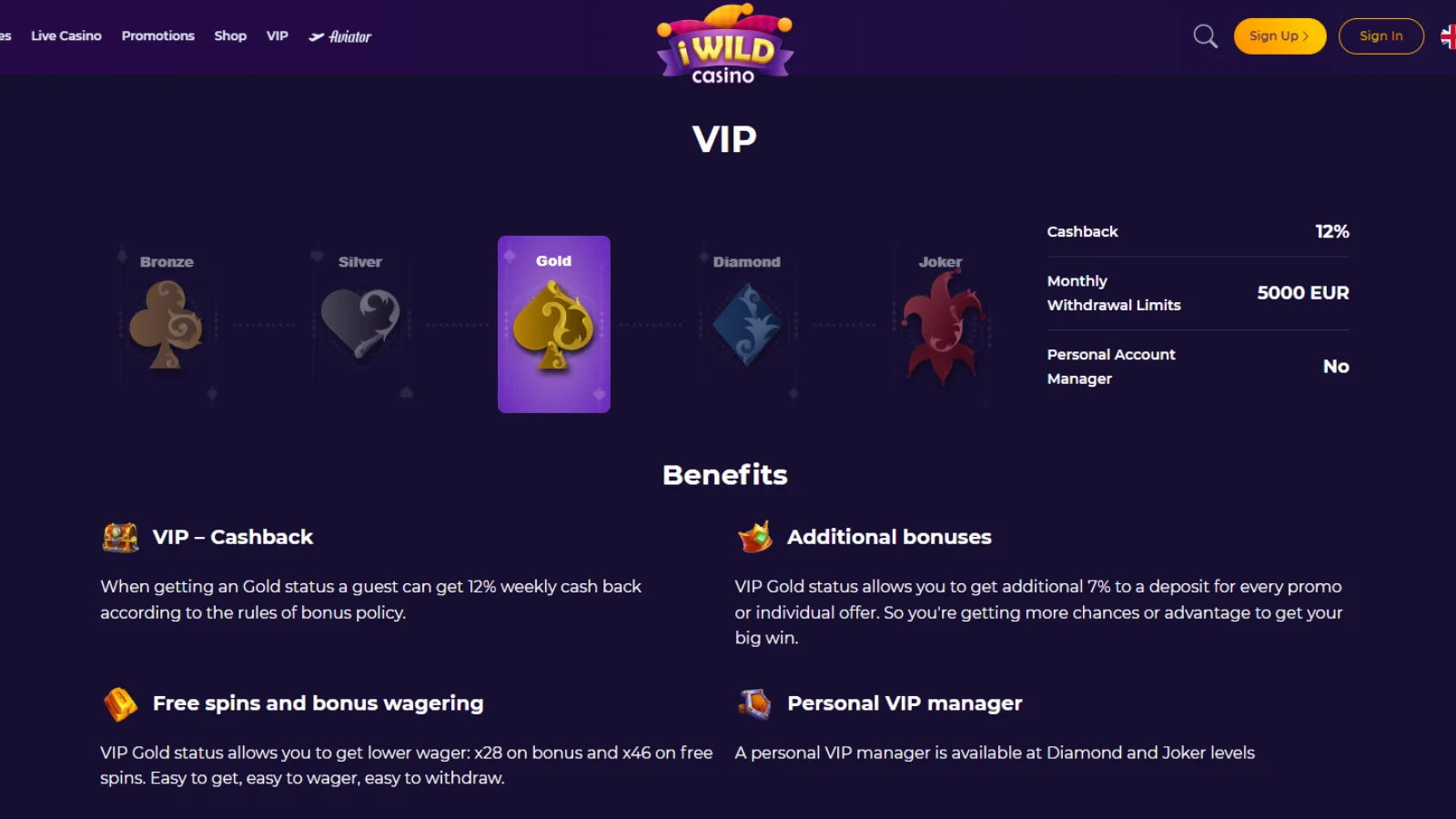 iWild Casino VIP