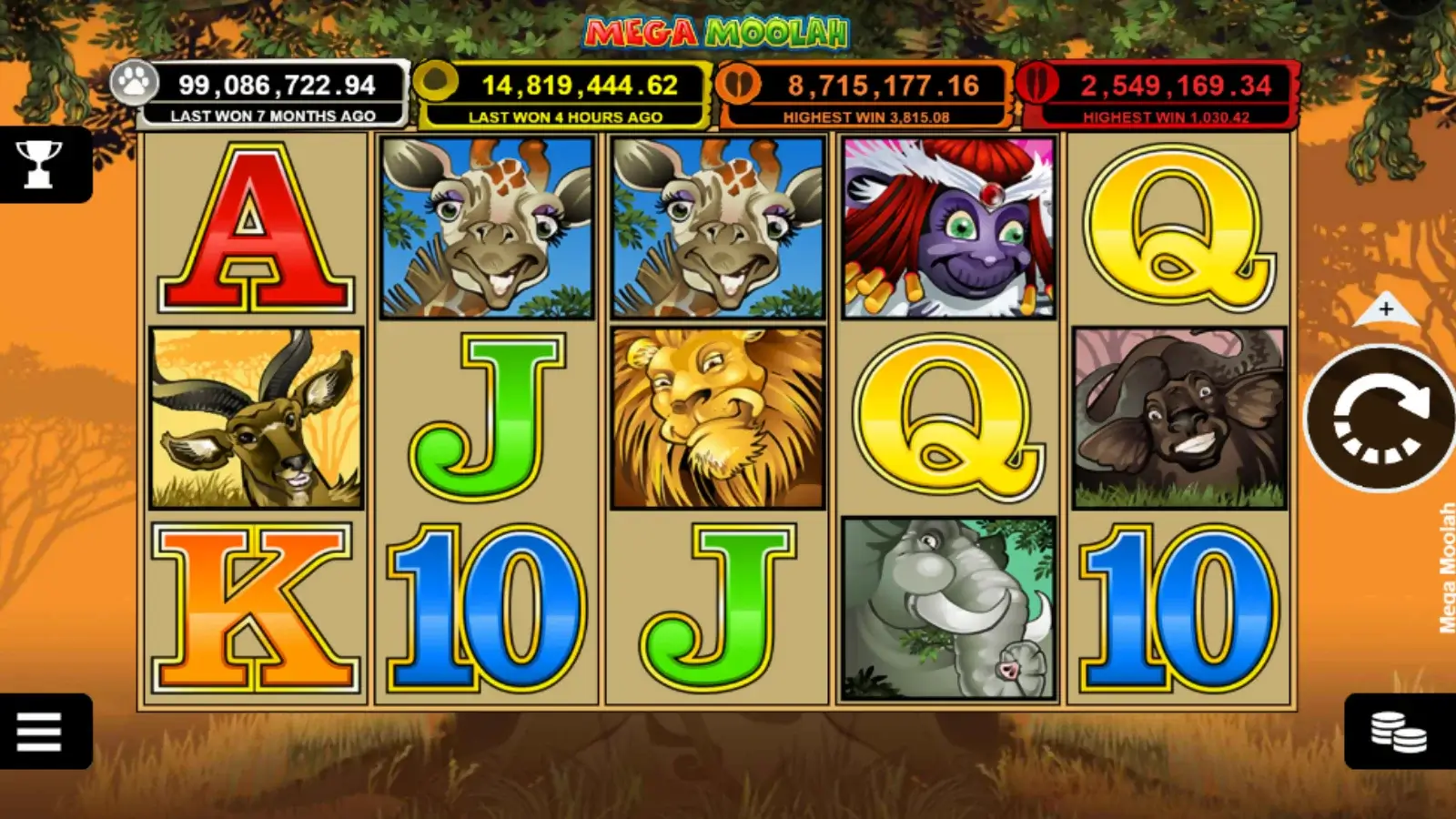 Mega Moolah - Animal-themed Slot Machine