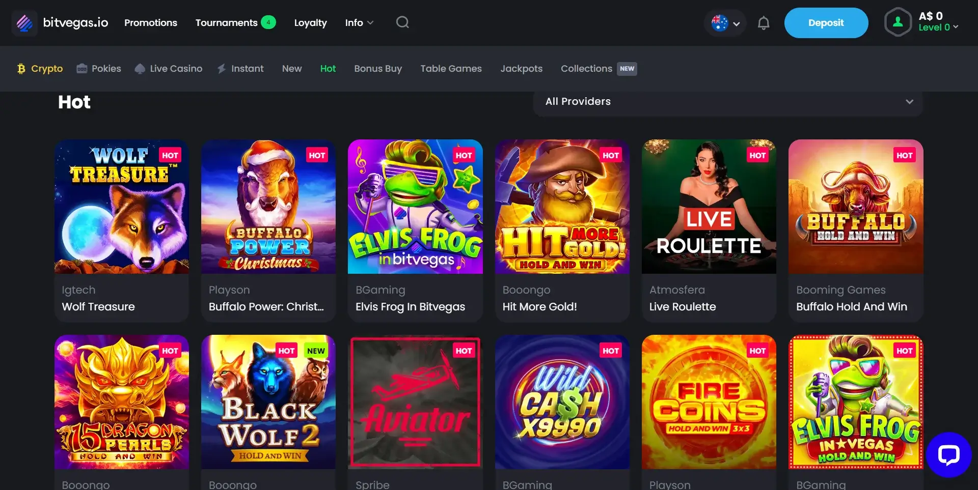 Bitvegas Casino Games