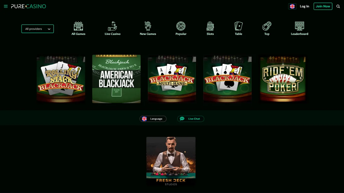 Pure Casino live games