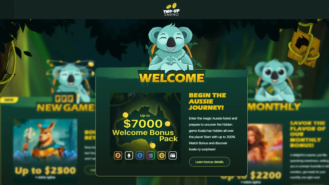 Two Up casino welcome bonus