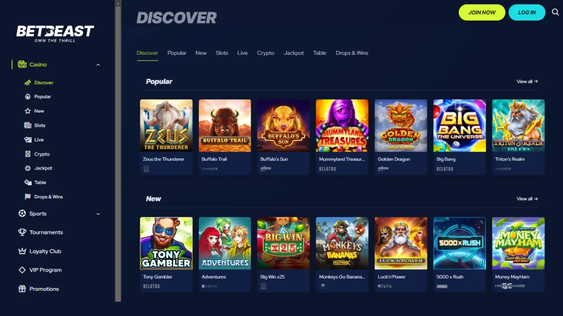 BetBeast Casino Games