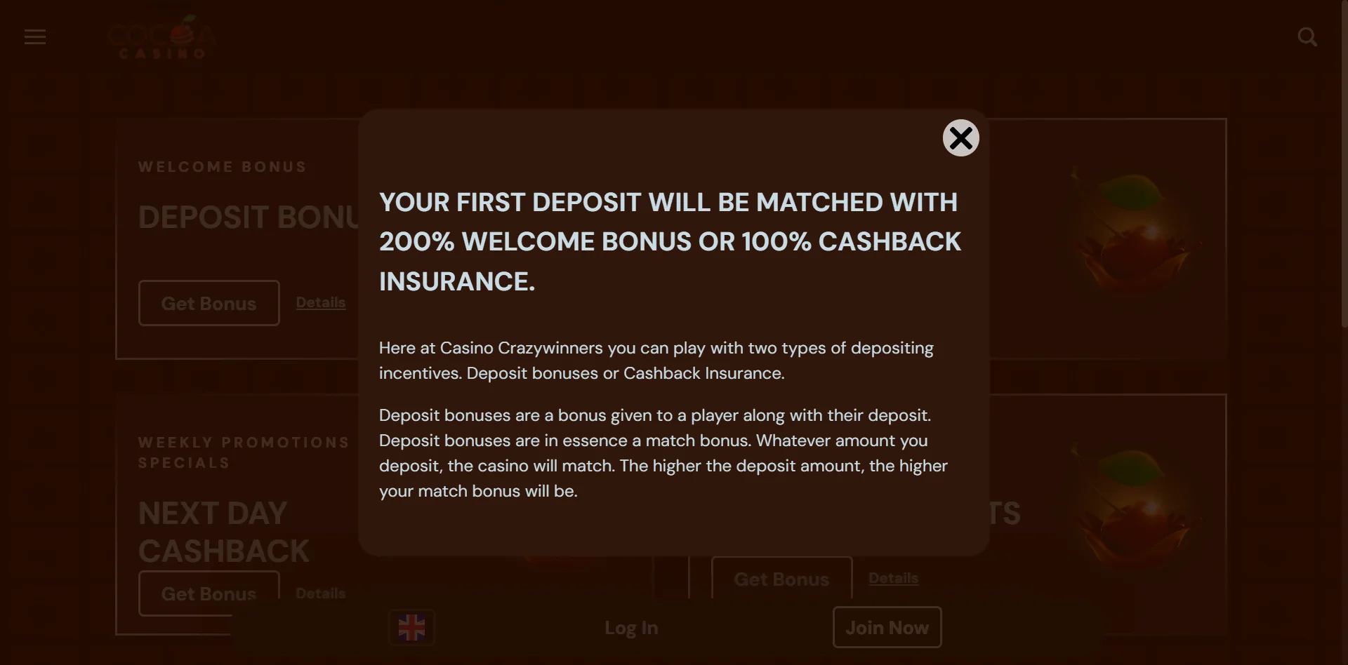 Cocoa casino welcome bonus