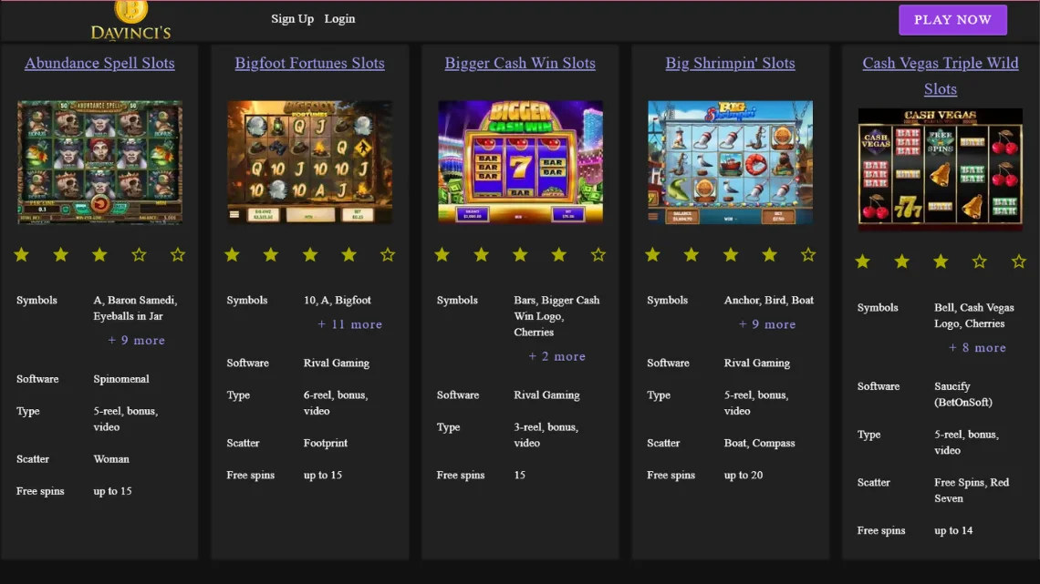 Davinci's Gold Casino games