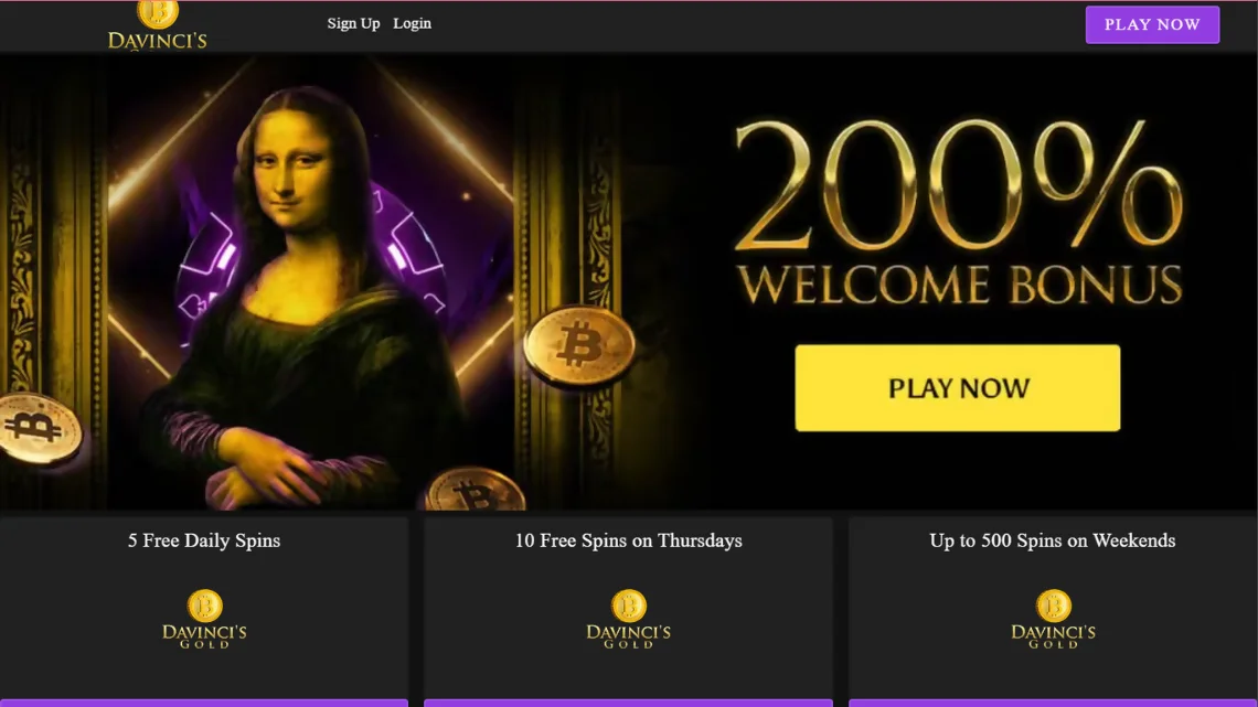 Davinci's Gold Casino welcome bonus