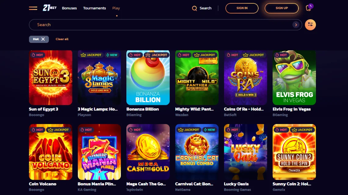 Games at 21bit Casino