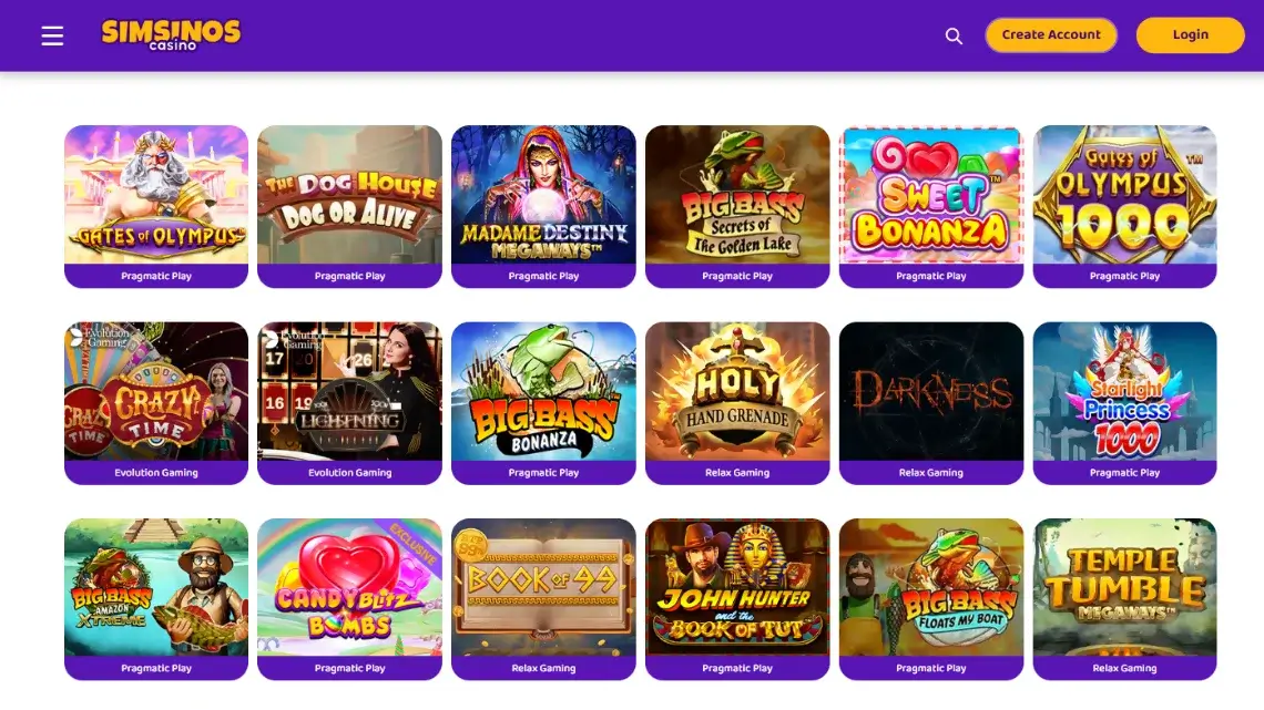 Simsino Casino Games