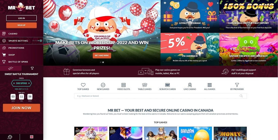 MrBet Casino homepage