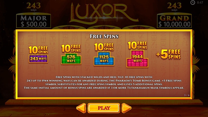 luxor free spins