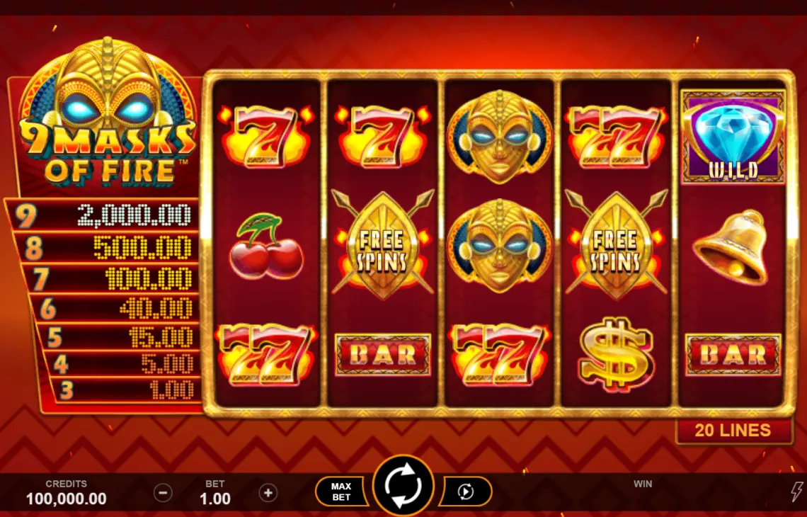 9 masks of fire slot review theme