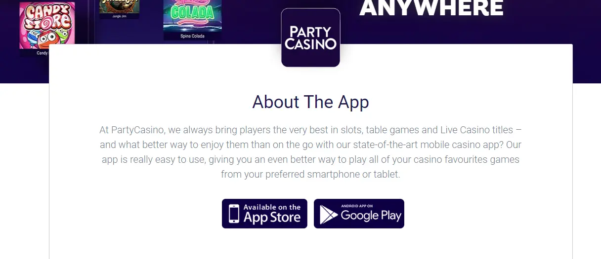 Partycasino mobile apps