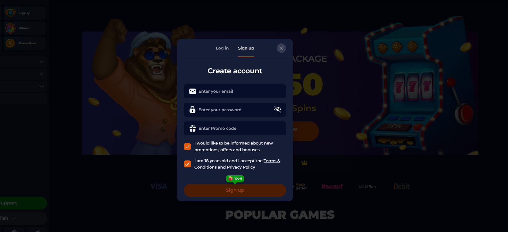 Ninecasino signup