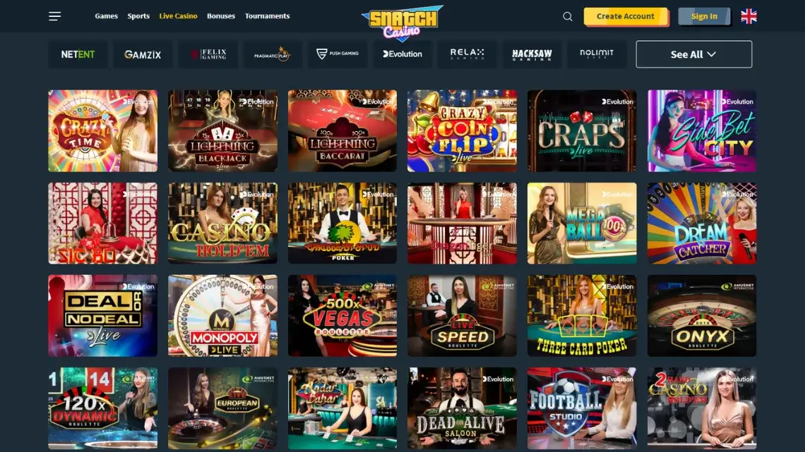 Snatch casino live games