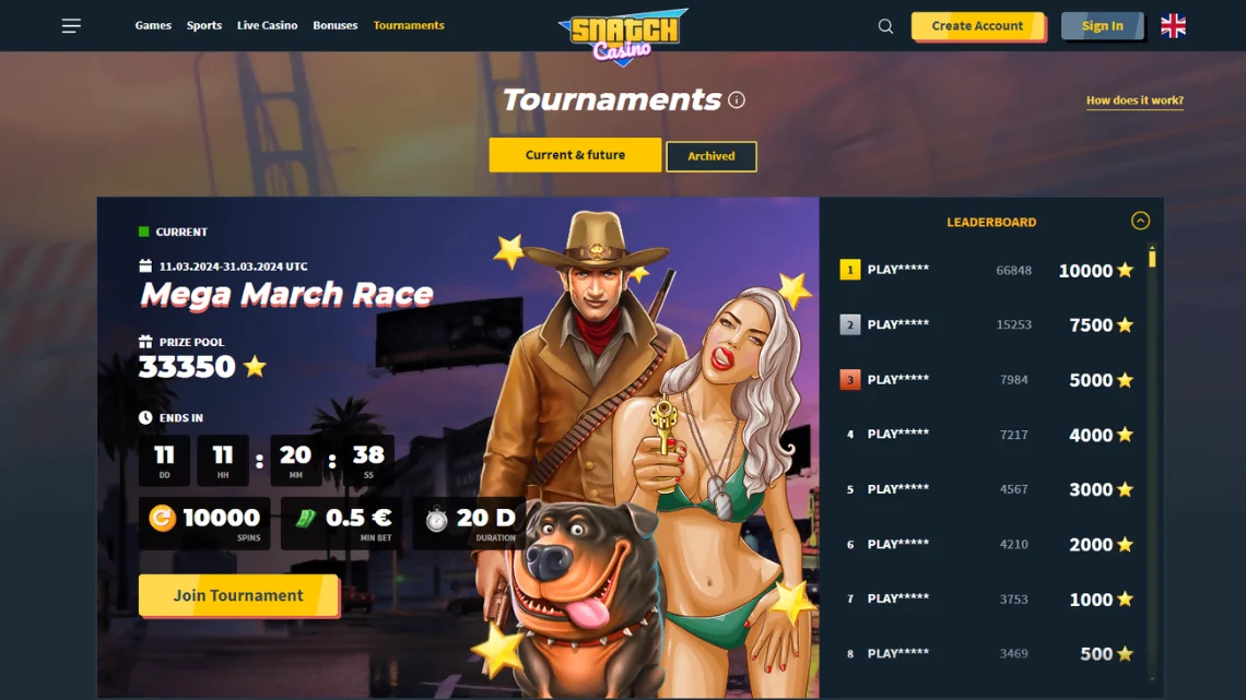 Snatch casino tournaments