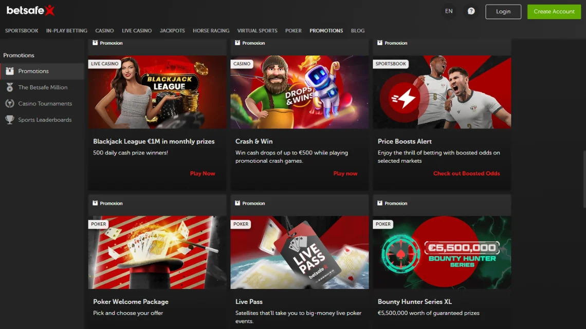 Betsafe casino bonuses