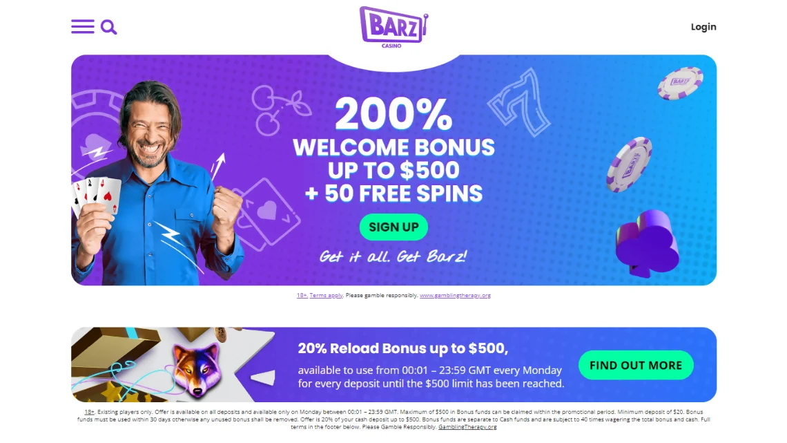 Barz casino welcome bonus