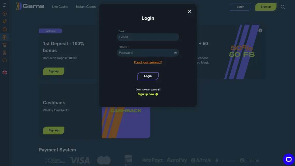 Gama casino login