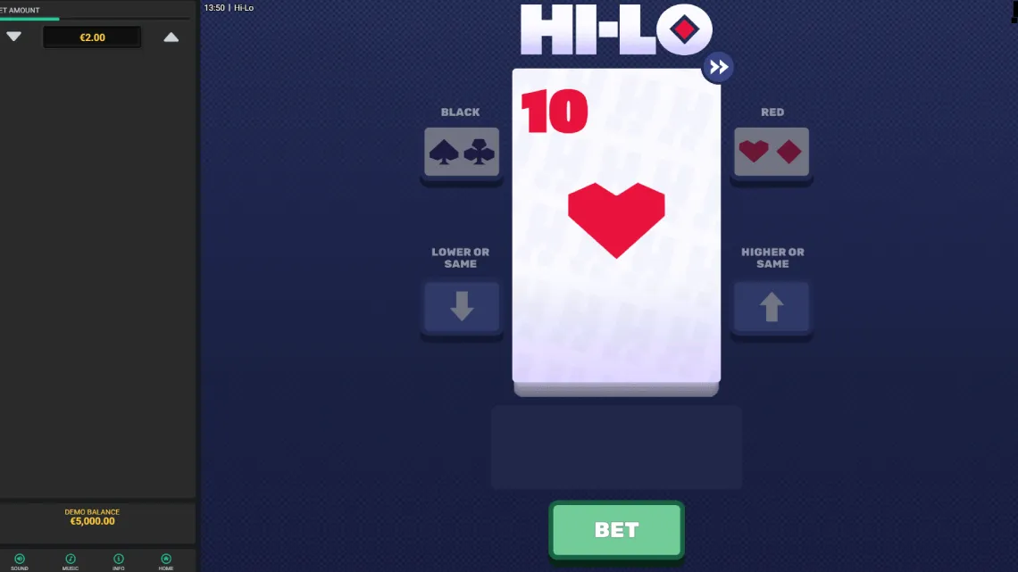 Hi Lo casino game