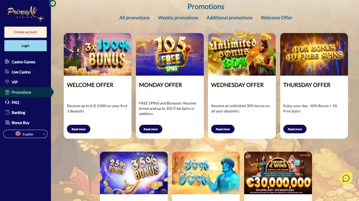 PrinceAli Casino Bonus