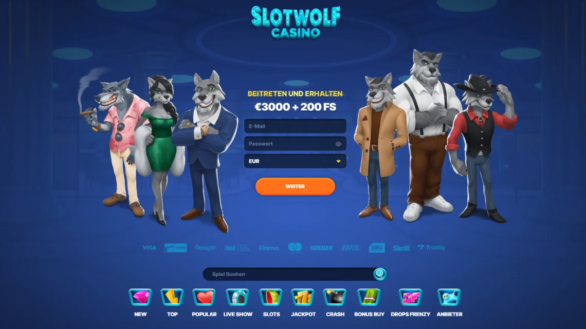 Slotwolf Casino Webseitengestaltung