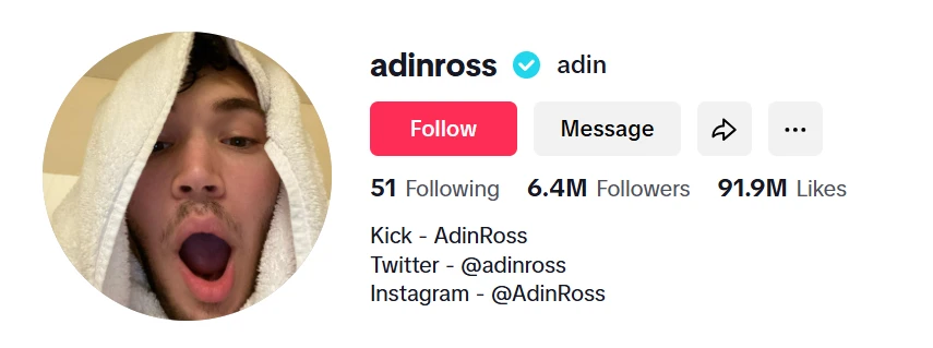 Casino Streamer Adin Ross Tiktok