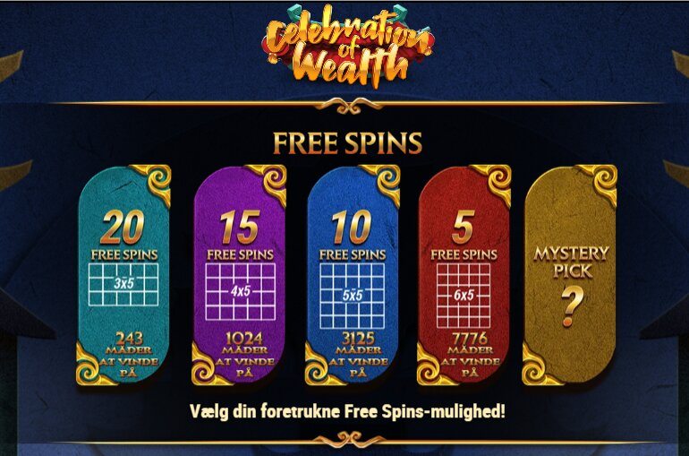 Celebration of Wealth Free Spins Spil