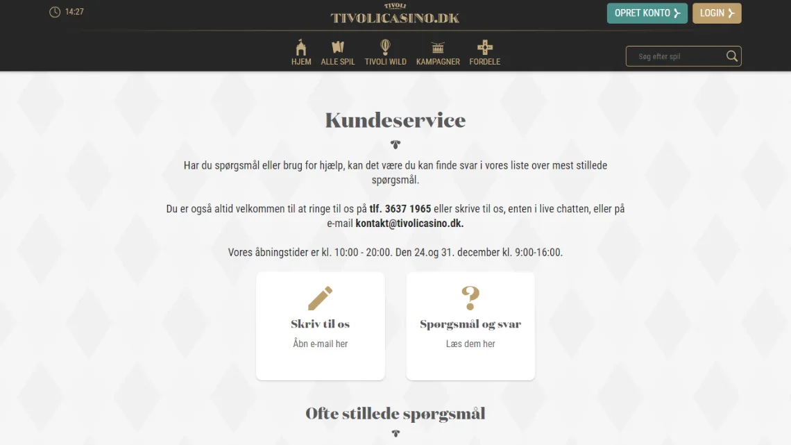 Tivoli Casinos Kundeservice