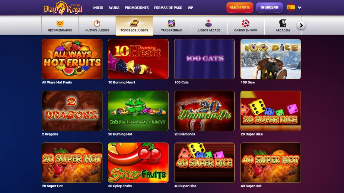 catálogo de juegos de play regal casino