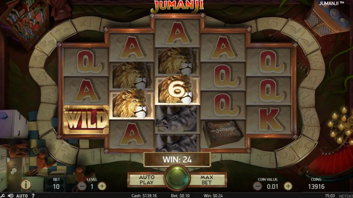 ganancia en la slot de Jumanji