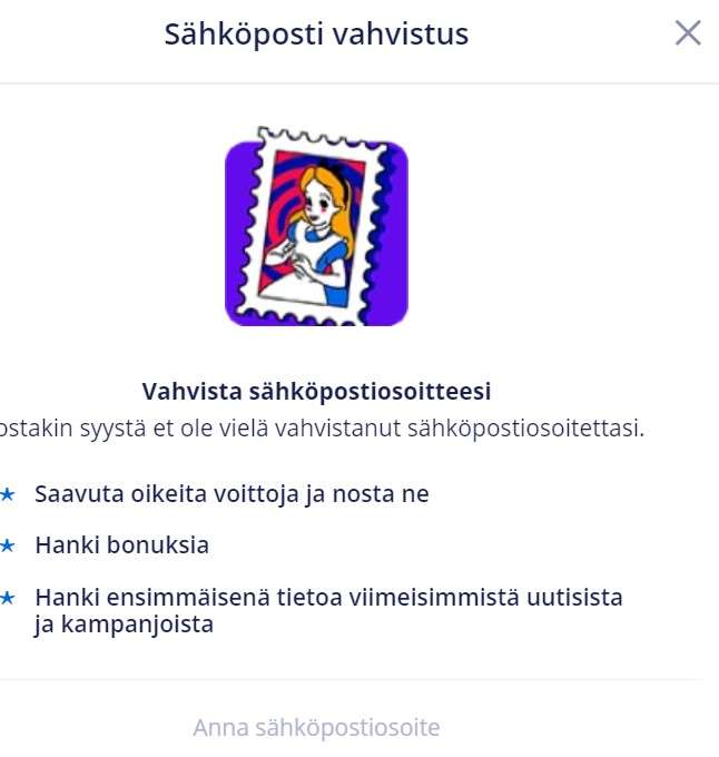 sähköposti vahvistus kuvakaappaus