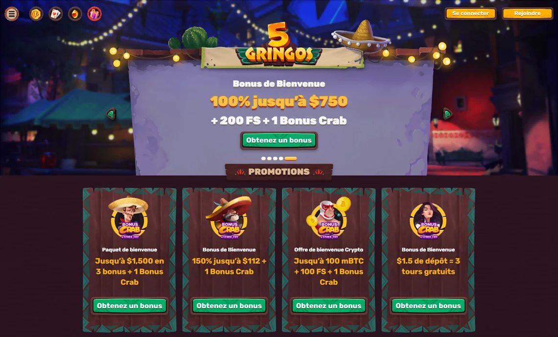 5Gringos Offres de Bonus de Casino