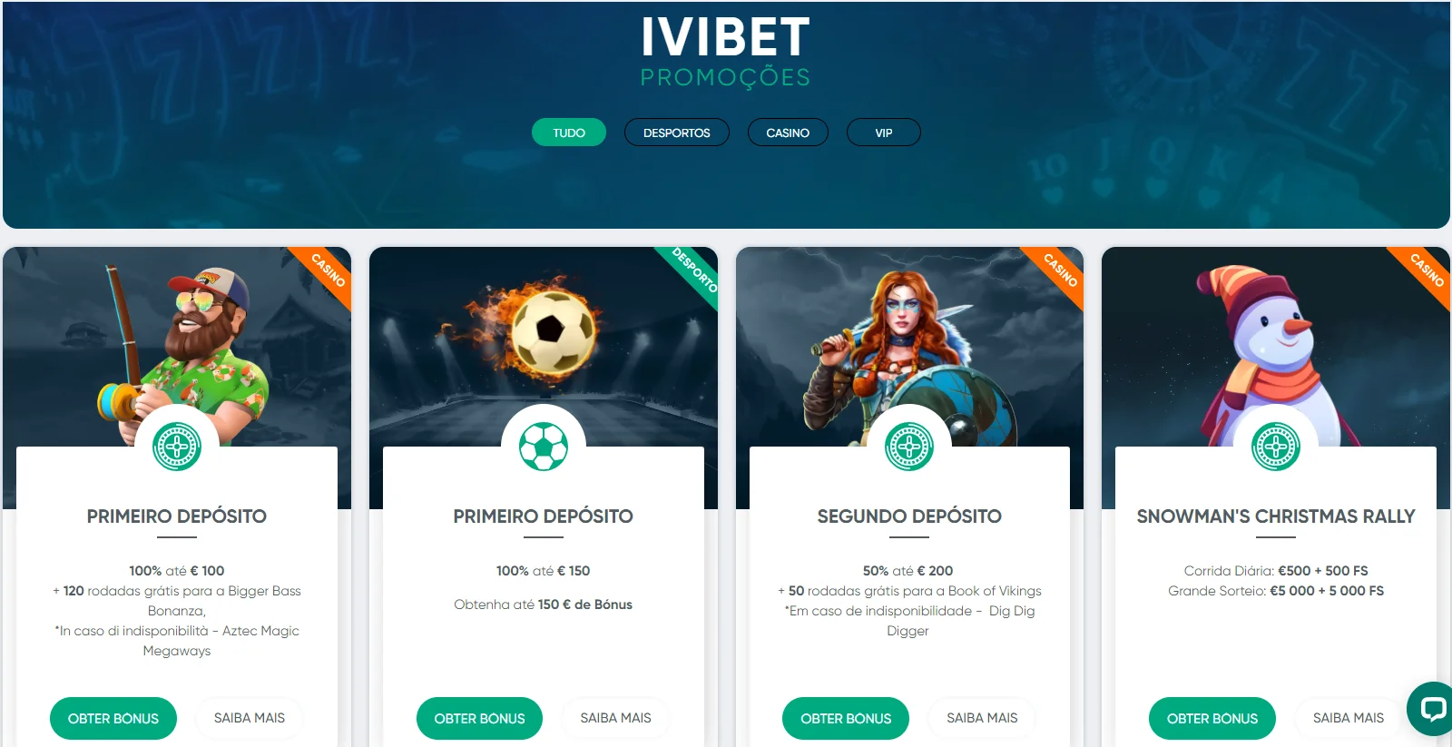 Todos os Bónus Ivibet Casino