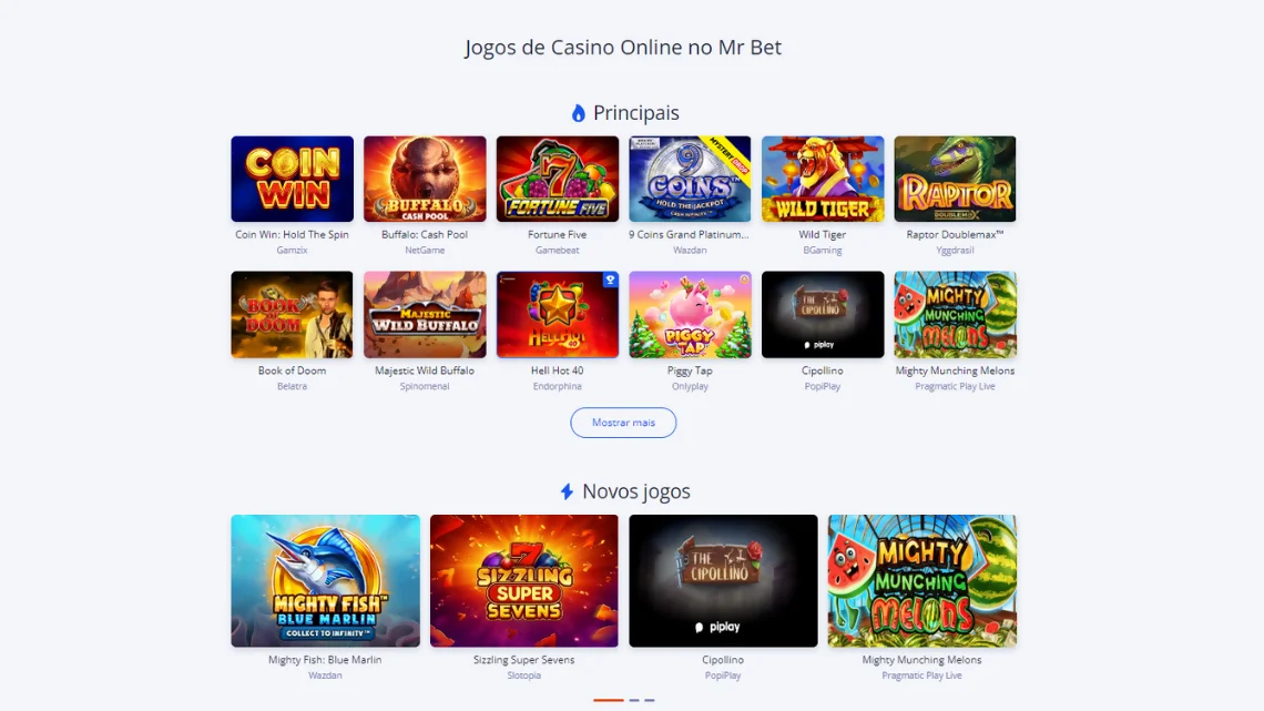 Jogos mais Populares do Casino Mr Bet