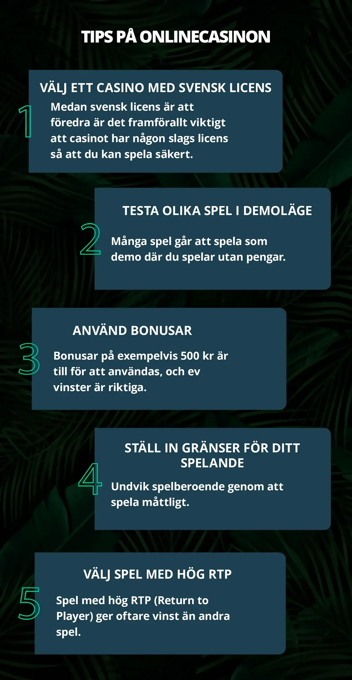 Svenska tips för onlinekasinon