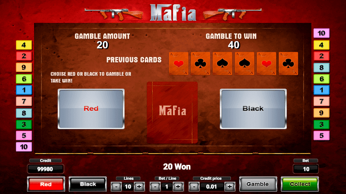 Mafia slot game gamble function