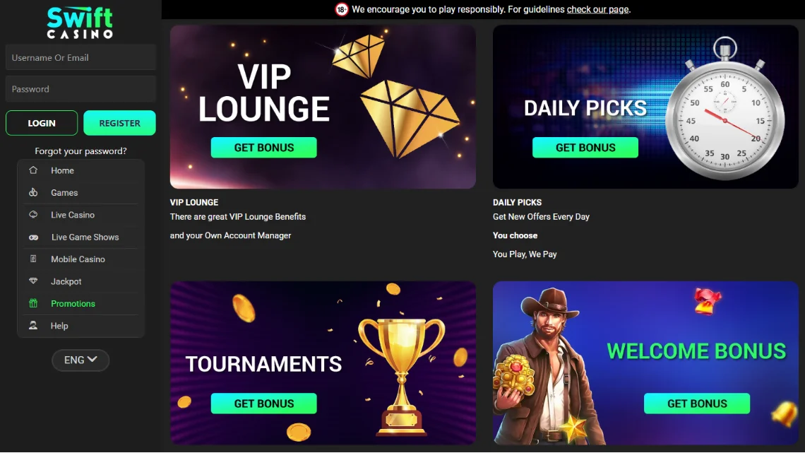 swift casino bonuses