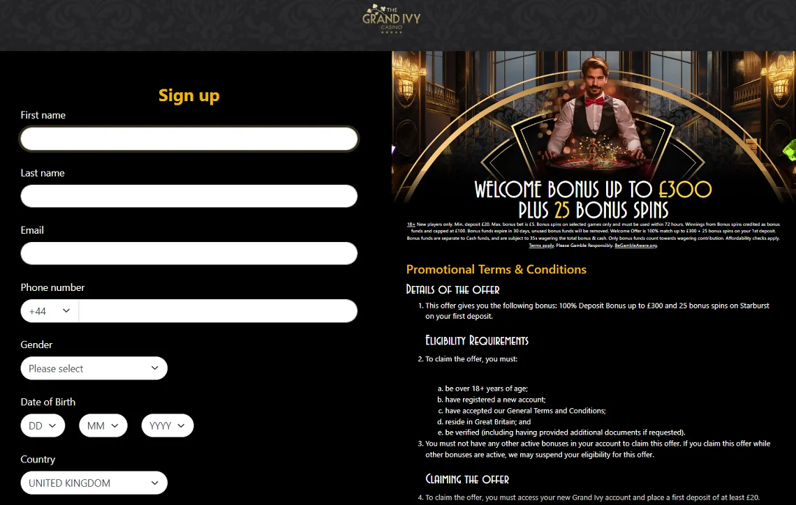 Grand Ivy Casino Login and Registration