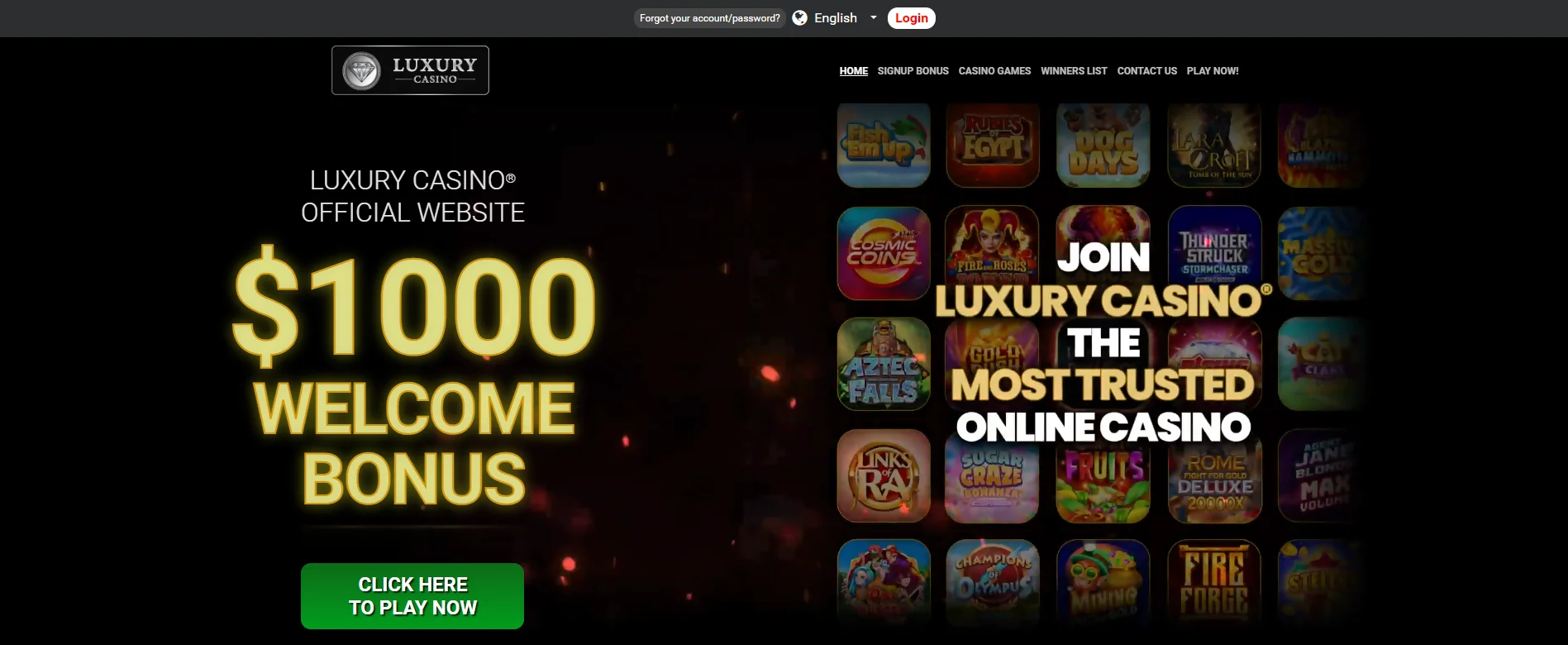 Luxury Casino Welcome Offer