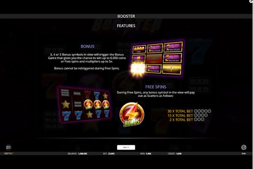 Booster slot machine bonus features