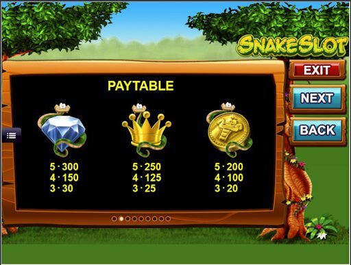 Snake Slot paytable