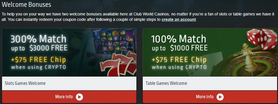 ClubWorld Casino promotions