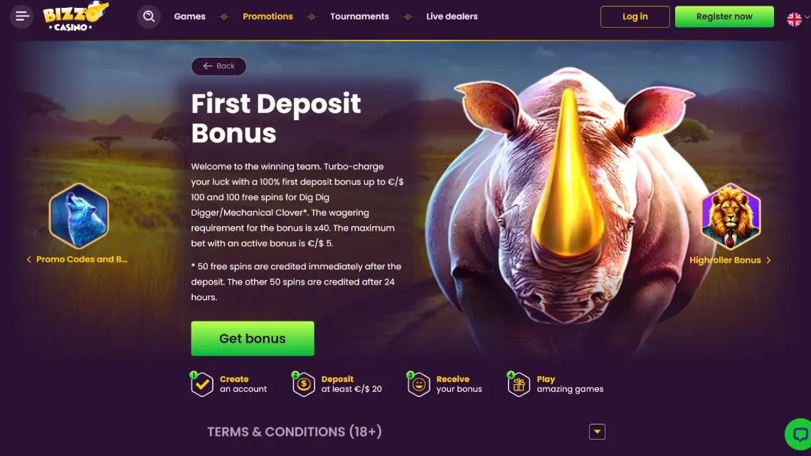 Welcome Bonus Bizzo Casino