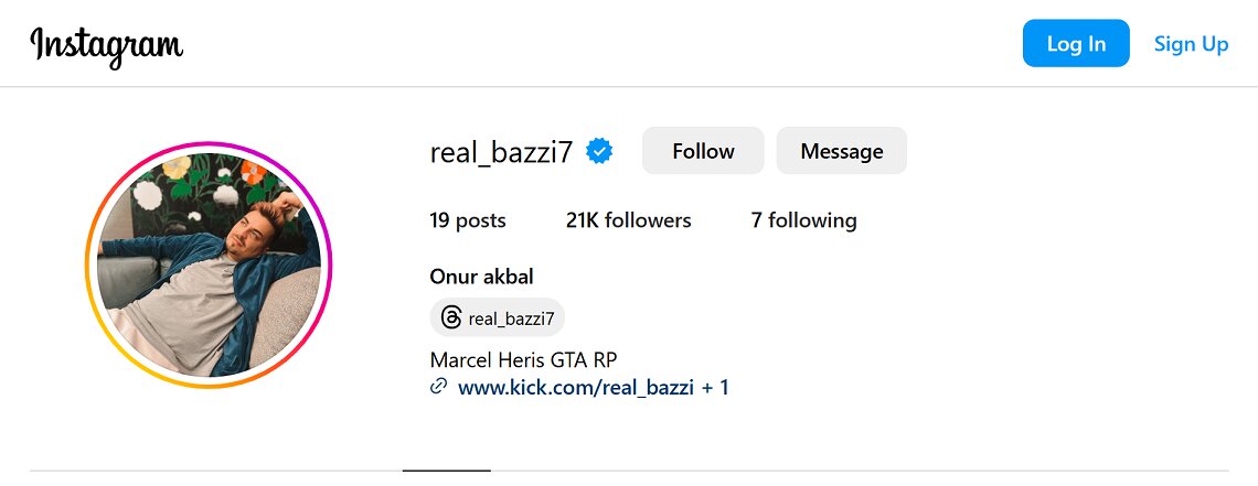 Real Bazzi Instragram Profile